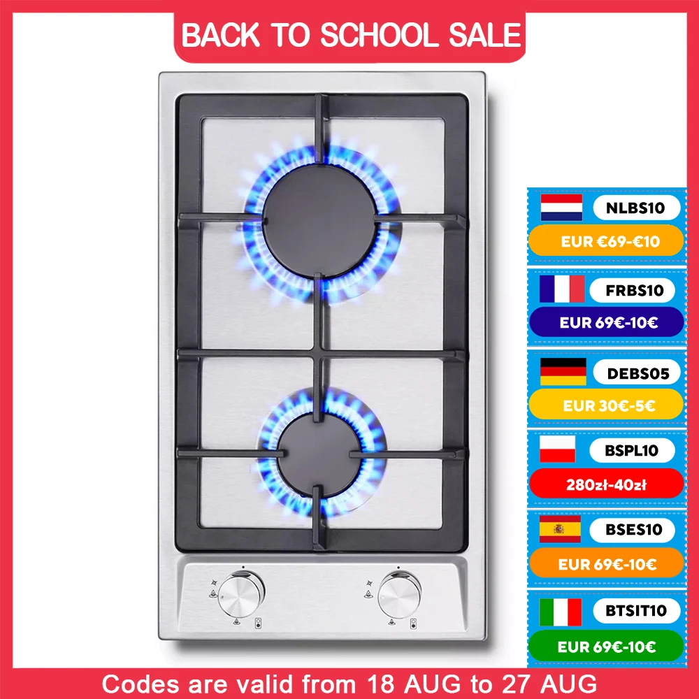 TopStrong 2-Brenner-Edelstahl mit automatischem Flammschutz, Erdgaspropan, integriertem Gaskochfeld YYEUGCT-S02 Image