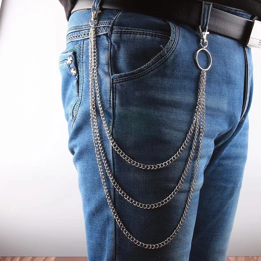 Hip-Hop-Taillenkette, Punk-Stil, Metall, modische Jeans-Kette, Zubehör, Anhänger, vielseitige mehrschichtige Hosenkette, Schlüsselanhänger Image
