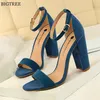 BIGTREE 8 Farben Frauen High Heels Sandalen Concise Flock/PU Offene spitze Schnalle Sexy Frau Party Sandale Sommer Schuhe große Größe 34-43