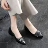 Damen-Pumps, formell, niedriger Absatz, elegante rote Schuhe für Damen, Mokassins, spitze