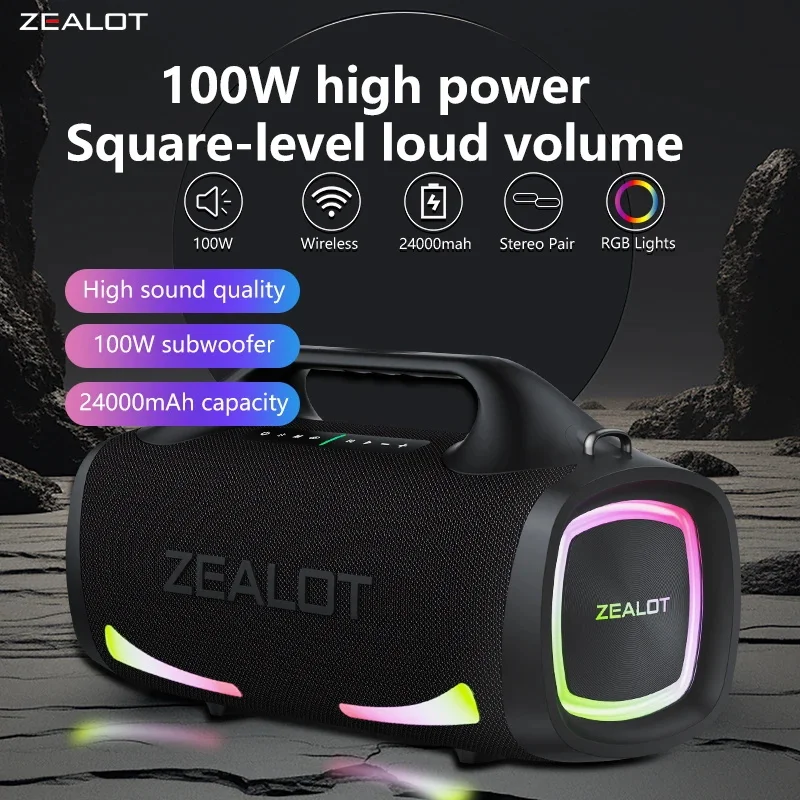 Zealot s79 24000 w kabelloser Lautsprecher, tragbarer Subwoofer-Lautsprecher für den Außenbereich, HiFi-Klang qualität, Dual-Pairing, Schnell ladung, mAh. Image