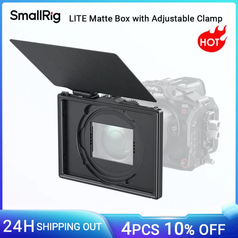 SmallRig LITE Matte Box mit verstellbarer Klemme, DSLR Matte Box mit Fiber Top Flag für 4x5,65 Filter/Rundfilter -4409 Image