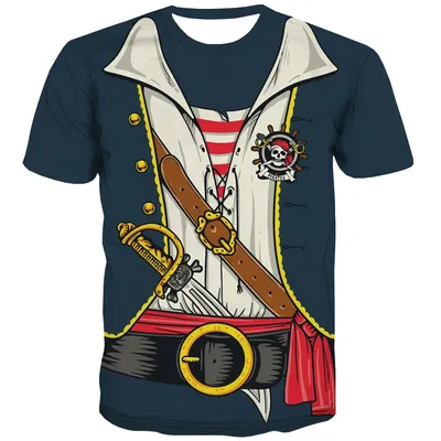 KYKU Pirate Costume Men Shirt Adult Funny 3D Print Graphics Novelty Clothing