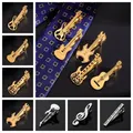 Creative Treble Clef Clip per cravatta per chitarra acciaio al titanio Punk Music Note Tie Pin