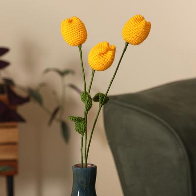 'Fair Trade Crocheted 3-Piece Yellow Tulip Home Accent Set'