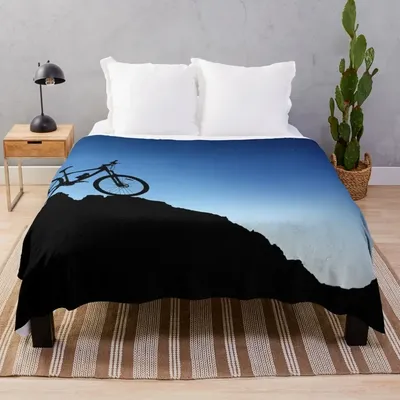 Mountain Biking Blue Sky Throw Blanket Plush Designers Luxury Designer Beach Blankets blankets for beds throw blanket