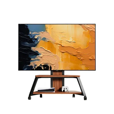 Heavy Duty Mobile TV Stand TV Cart 32-85 Inch, Portable TV Floor Stand with Wooden Shelves, Height