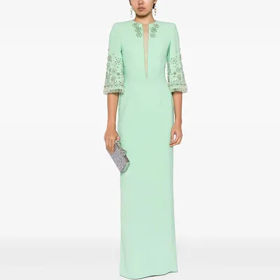 Luxury Evening Dress Jersey Beading Rhinestone Long Beaded Evening Gowns Straight Jewel Long Dresses 2024 Women's Evening Gowns
