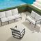 Carlisle 3-pc. Sofa Swivel Set in Onyx Aluminum - Sunbrella Rain, Rain Dune - Frontgate