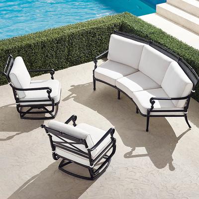 Carlisle 3-pc. Curved Sofa Set in Onyx Aluminum - Standard, Dove - Frontgate