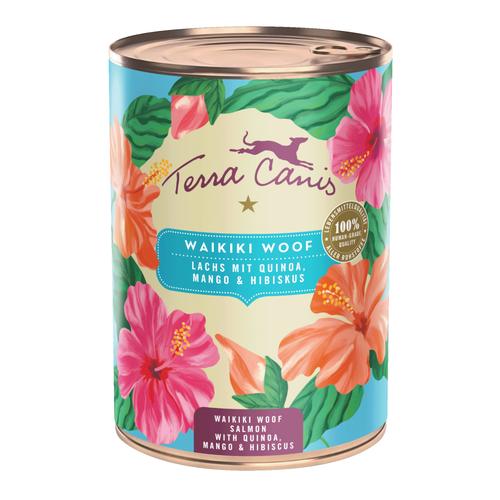 Sparpaket: 12x400g Terra Canis Menü Floralis Waikiki Woof: Lachs Hundefutter nass