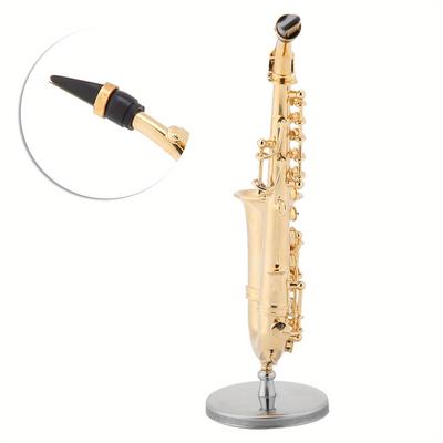 TEMU Miniature Saxophone Replica Stand And Gold Ornaments