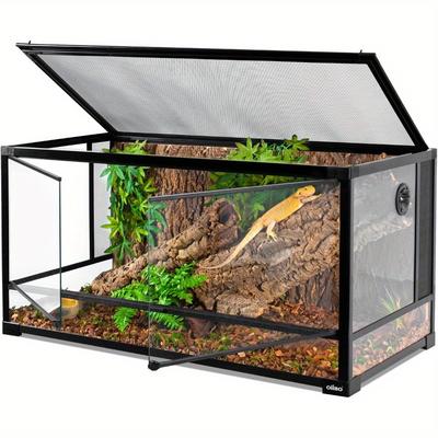 TEMU 70 Gallon Reptile Large Terrarium Full Tank, Bearded Dragon Cage Double Hinge Door With Screen Ventilation Large Reptile Ball Python Lizard Tank 40"x20"x20" ()