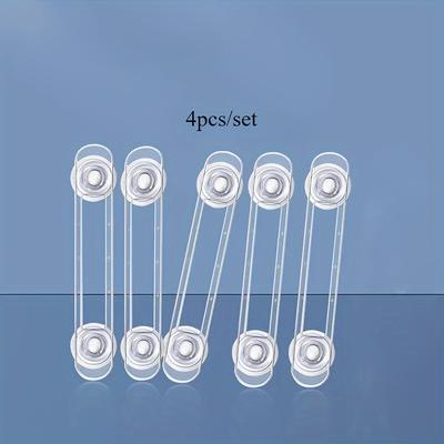 TEMU 4pcs Transparent Safety Locks With Soft Strap - Durable, Flexible, -free Plastic - Secure & For Proofing Drawers, Cabinets & Refrigerators