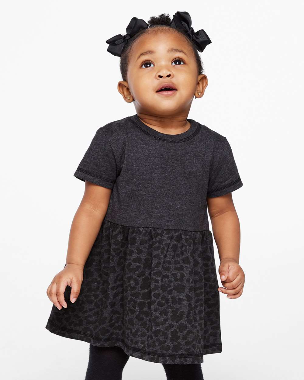Rabbit Skins 5333 Toddler Fine Jersey Dress Top in Vintage Smoke/Black Leopard size 3 | Cotton