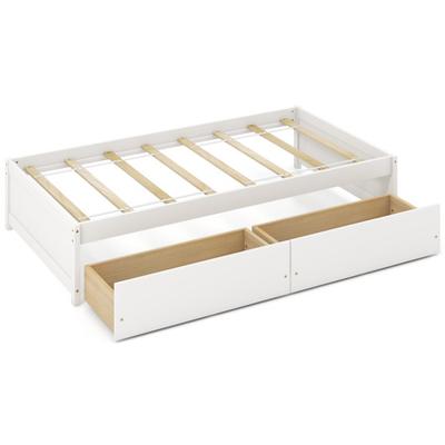 Costway Twin Size Captain Bed with 2 Drawers and Slats Support-White