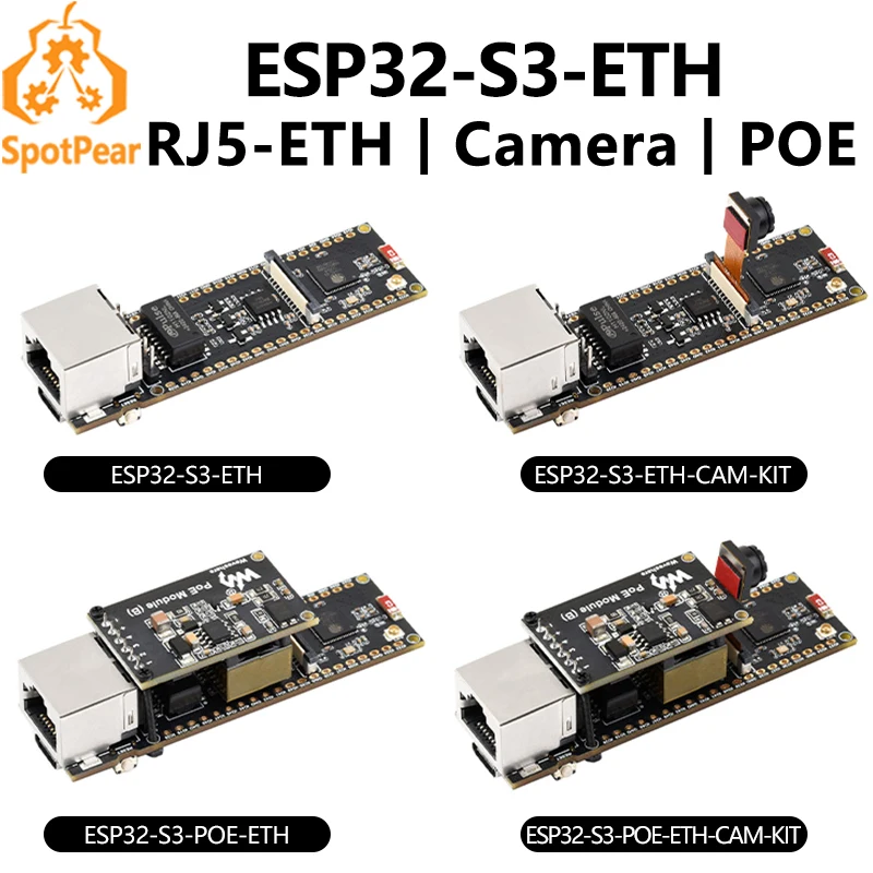 ESP32-S3 ETH Kamera-Entwicklungsboard PoE RJ45 / OV2640 OV5640 Port / W5500 / Micro-SD kompatibel mit Raspberry Pi Pico Größe Image