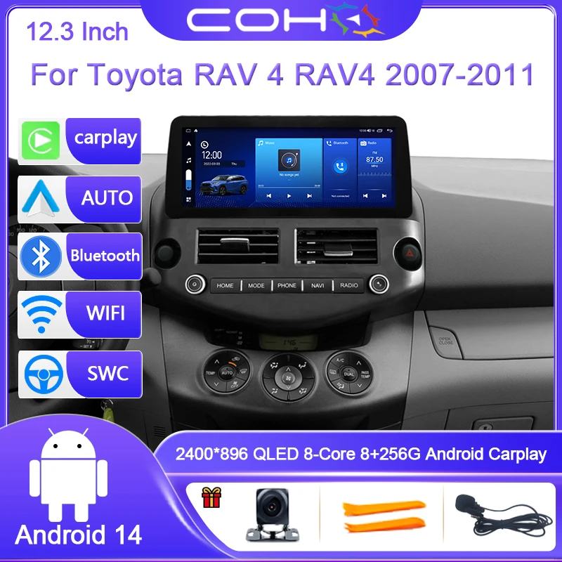 12,3 zoll Für Toyota RAV4 RAV 4 2007-2011 Android 14 Octa Core 8 + 256G Auto multimedia-Player Stereo Empfänger Radio 4G GPS WIFI Image