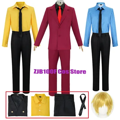 3 Farben Sanji Cosplay Uniform Anzug Anime Wano Country Vinsmoke Kostüm Perücke Halloween Party Rollenspiel Kleidung für Frauen Männer Image