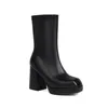Botas de Mujer sexy Mode elastische Stiefel Frauen dicke High Heels schwarze Plattform Stiefel Goth Schuhe große Größe 44 45 46 47