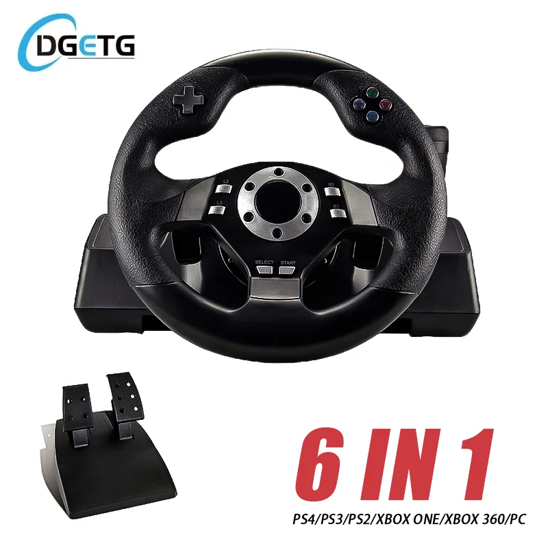 6-in-1-Rennlenkrad-Vibrationscontroller, Spielsimulation, Rennpedale für Switch/Xbox 360/Xbox One/PC/PS4/3/Android Image