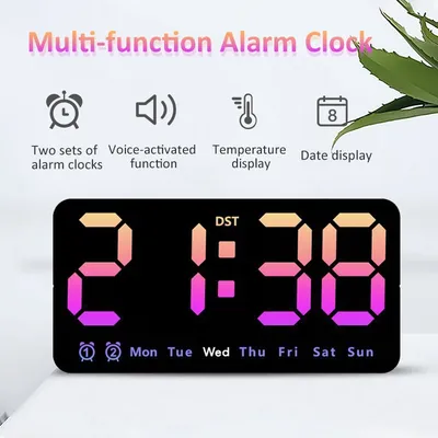 Sprach steuerung digitale Wanduhr Temperatur Datum Woche dst Tisch uhr 12/24h Dual Alarm Wand montage große Anzeige LED-Uhr