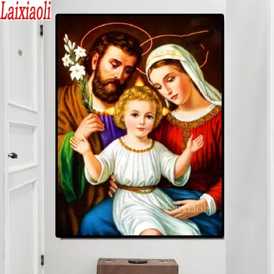 5D DIY Heilige Familie Bild rund quadratisch Diamant Malerei Stickerei Kreuzstich Juses mit Mary