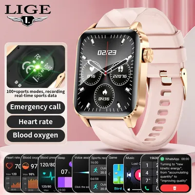 LIGE Neue Bluetooth Anruf Smart Uhr Frauen Armbanduhr Fitness Uhr Wasserdichte Gesundheit Monitor Smartwatch Für Android iOS iPhone