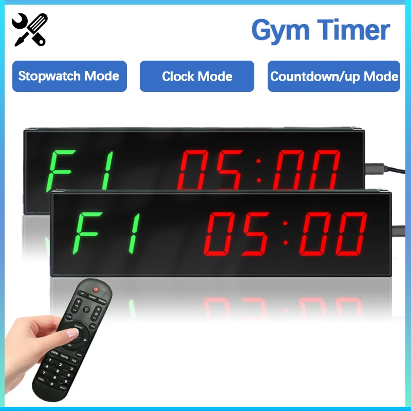 Digitaler Fitness-Timer, Wandmontage, LED, digitale Countdown-Uhr, Fitnessstudio, Fitness-Trainings-Timer mit Fernbedienung für Wettkampftraining