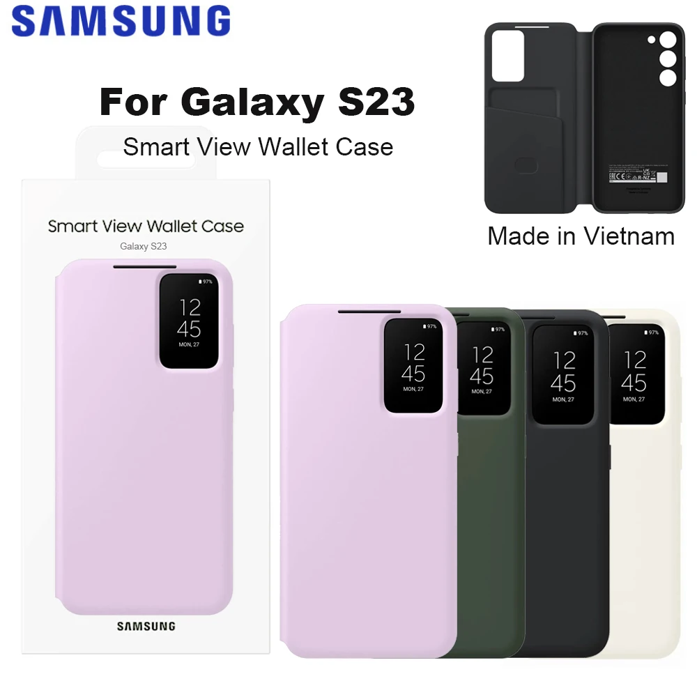 Original pour Samsung Galaxy S23 Smart View portefeuille étui pour Smartphone S23 s-view portefeuille couverture EF-ZS911