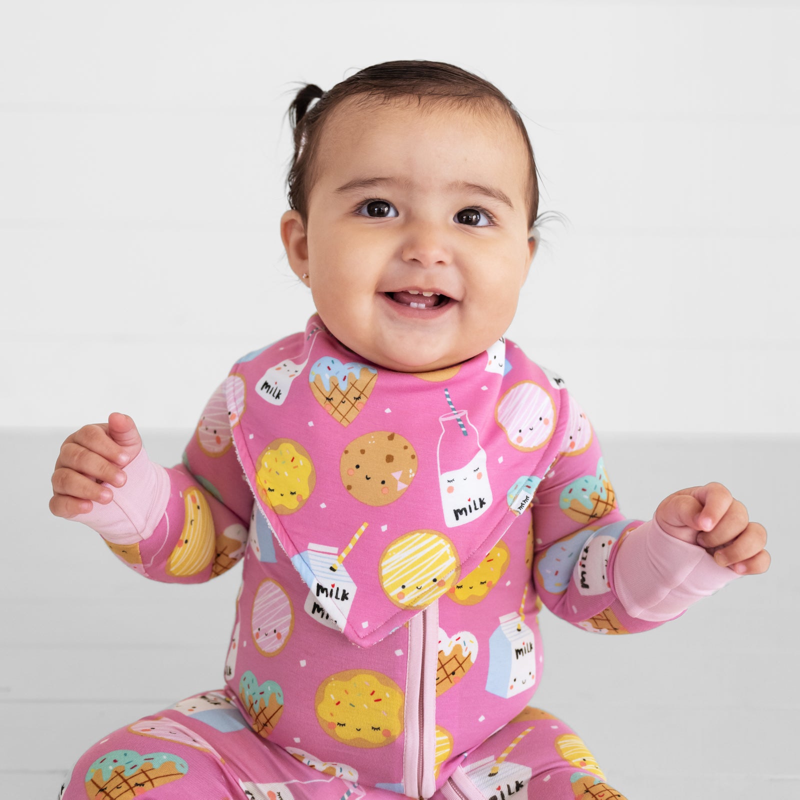 Pink Cookies & Milk Bamboo Bandana Bib - OSFA