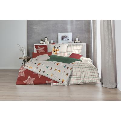 Bettwäsche PRIMERA "Feinbiber-Bettwäsche", blau (braun, grün), B/L: 155cm x 220cm, Feinbiber, B/L: 80cm x 80cm, Feinbiber, Obermaterial: 100% Baumwolle, Bettwäsche, samtweich und natürlich aus reiner Baumwolle Image