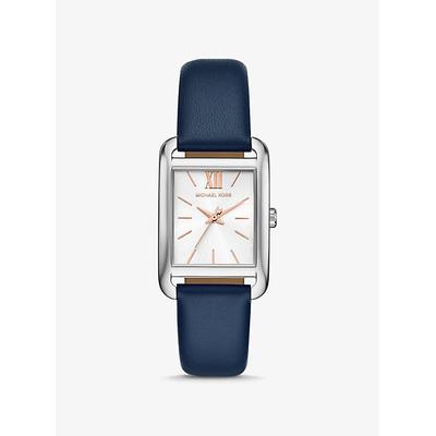 Michael Kors Monroe Silver-Tone and Leather Watch Blue One Size