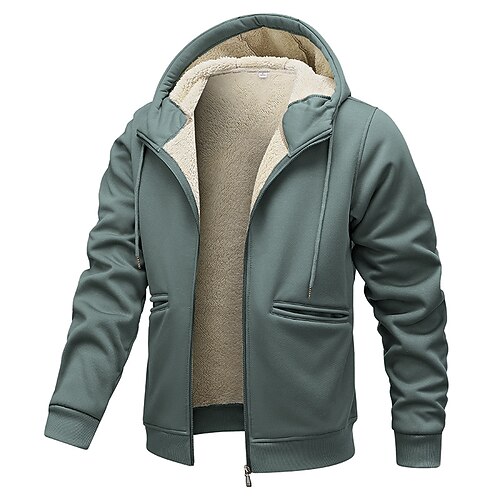 Per uomo Felpa con cappuccio a zip intera Felpa con cappuccio e zip Sherpa morbido Giacca in Pile Felpa con cappuccio in pile Giallo Verde militare Cachi Grigio scuro Con Cappuccio Semplice Con zip