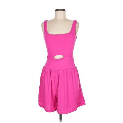 Romper Square Sleeveless: Pink Solid Rompers - Women's Size Medium