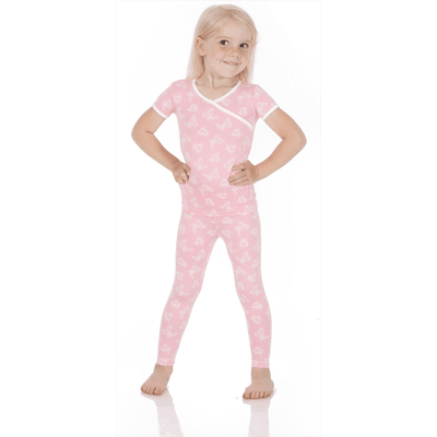 KicKee Pants Short Sleeve Kimono Pajama Set - Lotus Butterfly, 3T