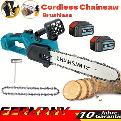 TEMU 650w Powerful Chainsaw 12 Inch Cordless, Powered Chain Saw With 18v/2 X 5.5ah Batteries, Electric Chainsaw For Wood Cutting Tree Trimming Gardening Image