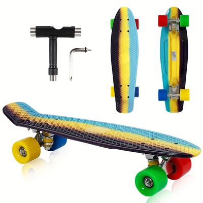 TEMU Sisigad Skateboard, 22" Beginner Skateboard, Best Gift For 4-12, Great Retro Mini For College Students