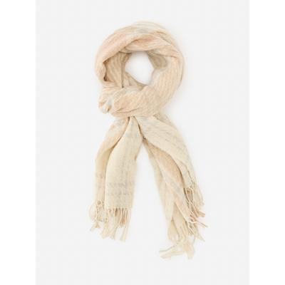 J.McLaughlin Women's Federica Scarf in Plaid Off White/Camel | Cashmere/Wool