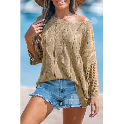 Camel Diamond Knit Boatneck Jumper