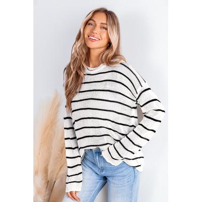 Striped Round Neck Long Sleeve Knit Jumper