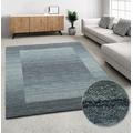 Wollteppich THEKO "Gabbeh Super, Handweb Teppich, Bordüre, reine Wolle, handgewebt" Gr. 4, grau (grau, blau), B:160cm H:9mm L:230cm, Wolle, Teppiche, Schlafzimmer, Wohnzimmer, Esszimmer, auch als Läufer und Bettumrandung, Topseller
