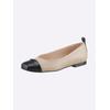 Ballerina HEINE, Damen, Gr. 42, beige (sand, schwarz), Leder, Rindsleder, Glattleder, Lackleder, modisch, Schuhe