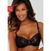 Bügel-BH LASCANA, Damen, Gr. 85, Cup D, schwarz, Spitze, Obermaterial: 60% Polyamid, 20% Elasthan, 20% Polyester, sexy, BHs, mit transparenter Stickerei-Spitze, Dessous