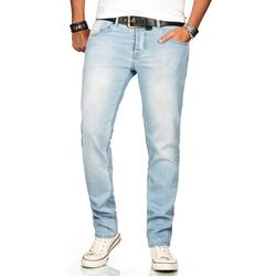 Stretch-Jeans ALESSANDRO SALVARINI "ASAngelo", Herren, Gr. W30 L34, Länge 34, blau (as, 170, hellblau washed), Obermaterial: 98% Baumwolle, 2% Elasthan, regular fit, Jeans, Angenehme Passform durch vorhandenen Elasthan Anteil