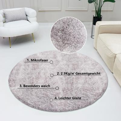 Hochflor-Teppich BRUNO BANANI "Dana Teppich, Kundenliebling" Gr. 10, silber (silberfarben), H:30mm Ø:190cm, Kunstfaser, Teppiche, unifarben, Mikrofaser Teppiche, Wohnzimmer, Schlafzimmer, Esszimmer Image