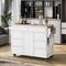 Store Kitchen Cart with Rubber Wood Countertop , Kitchen Island has 8 Handle-Free Drawers Including a Flatware Organizer