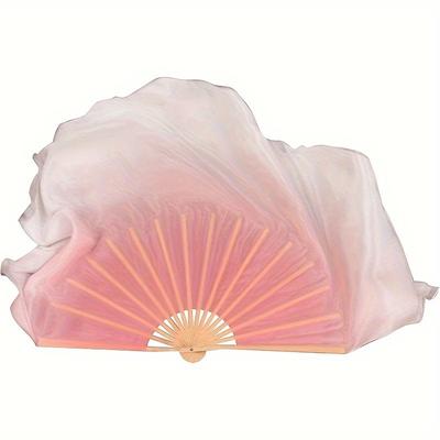 TEMU Elegant For Lotus Pink Gradient Folding Dance Fan - Double-sided Silk, Performances, Parties & Home Decor