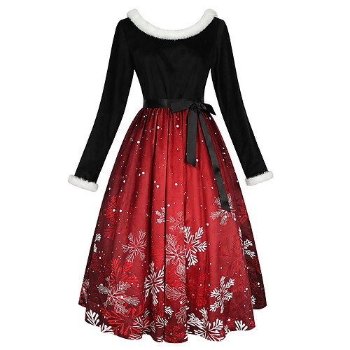 Tenues Robe De Noël Fantaisie Costumes de père noël Costumes de cosplay père Noël Mrs. Claus Noël pour Femmes Adultes Noël Nouvel An la veille de Noël Noël Réveillon du nouvel an Robe Ceinture