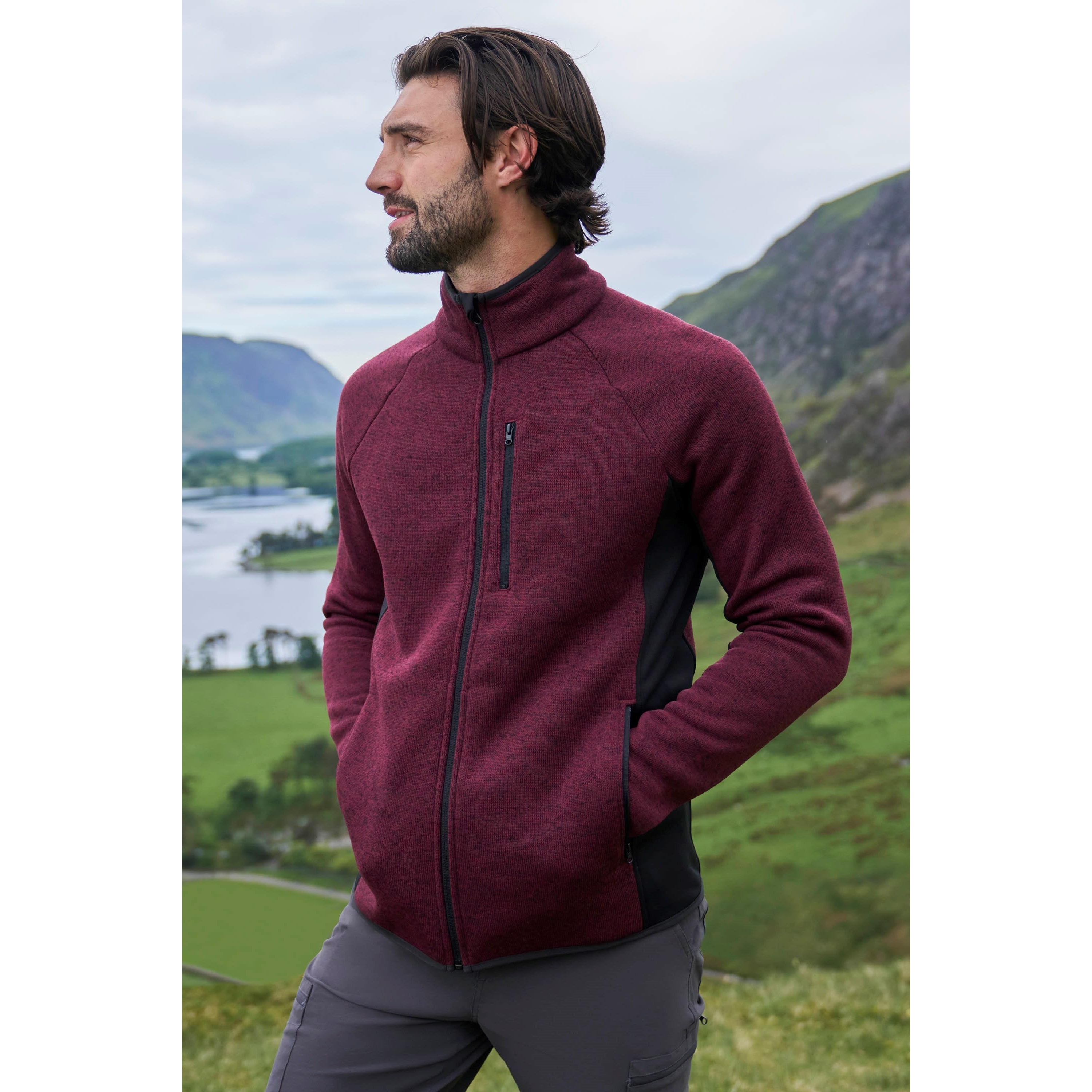 Mountain Warehouse - "Treston" Fleecejacke Durchgehender Reißverschluss für Herren (Burgunderrot) Image